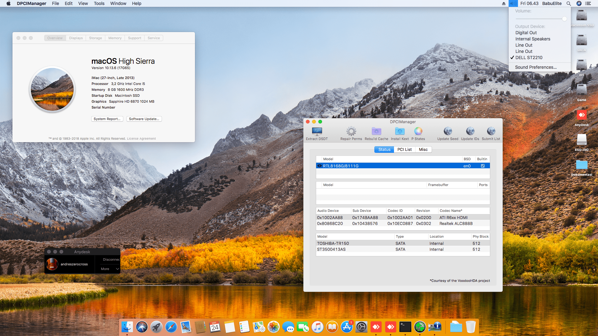 Succes Hackintosh macOS High Sierra 10.13.6 Build 17G65 at Asus H81M-C + i5 4460 + Sapphire 6870